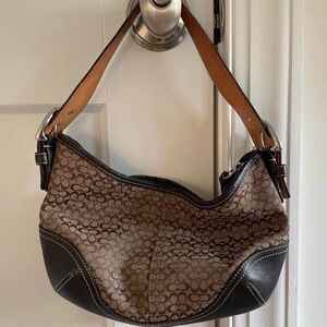 Vintage Coach Mini Hobo Small C Monogram Jacquard Shoulder Bag in Brown 6351